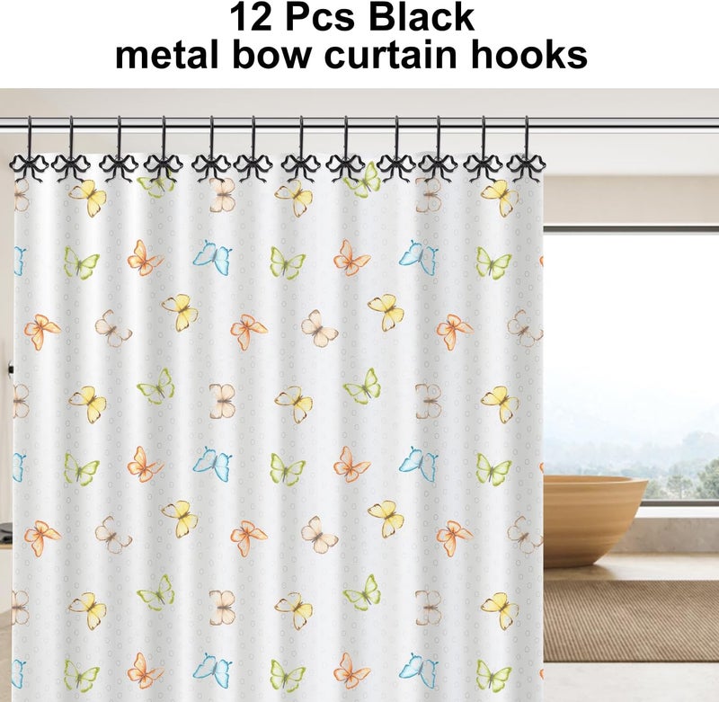 YanKiTour Bow Shower Curtain Hooks, 12 Pack Metal Decorative Rings, Rustproof Bow Knot Design for Bathroom Bedroom Living Room Baby Room Nursery Art Decor (Black 2) - Image 5